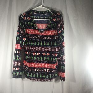 No Boundaries Women's XXXL Christmas Bear Brushed Long Sleeve Sweater